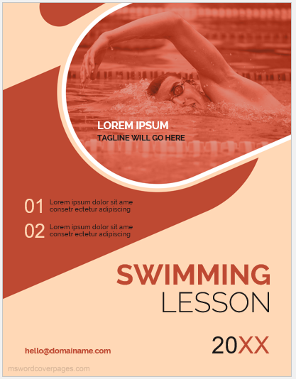 Swimming lesson book cover page template