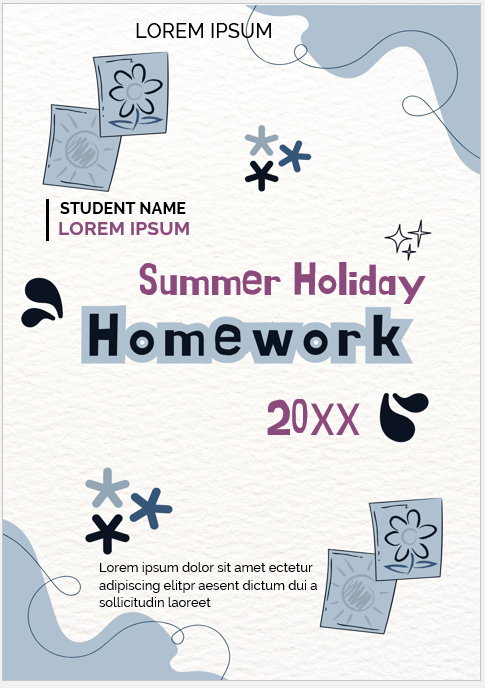 Summer Holiday Homework Cover Page