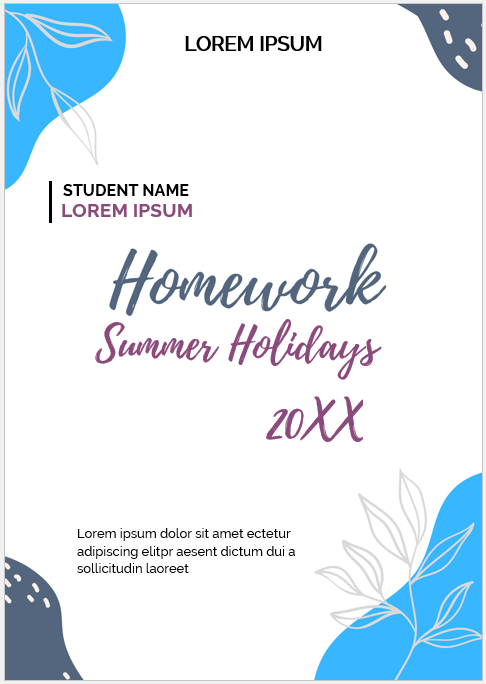 Summer Holiday Homework Cover Page