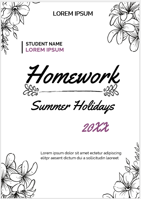 Summer Holiday Homework Cover Page