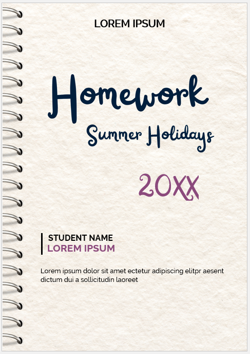 Summer Holiday Homework Cover Page