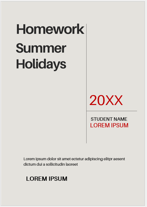 Summer Holiday Homework Cover Page