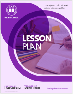 Lesson plan cover page template