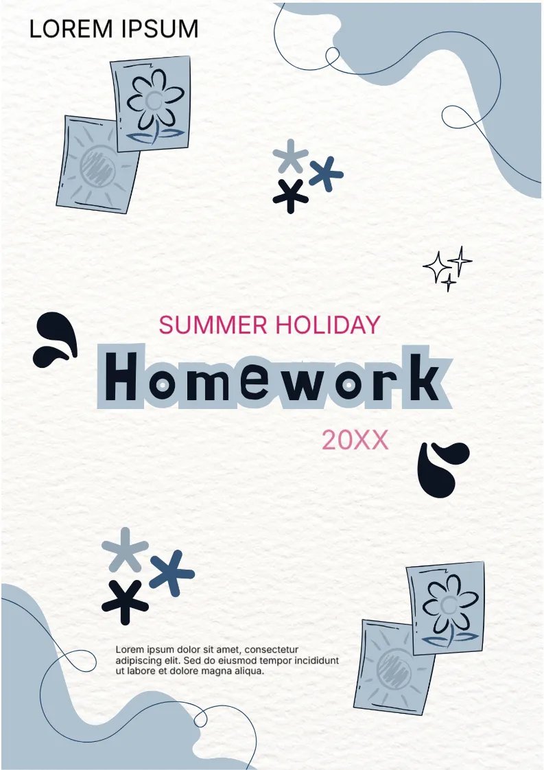 Summer Holiday Homework Cover Page -Editor