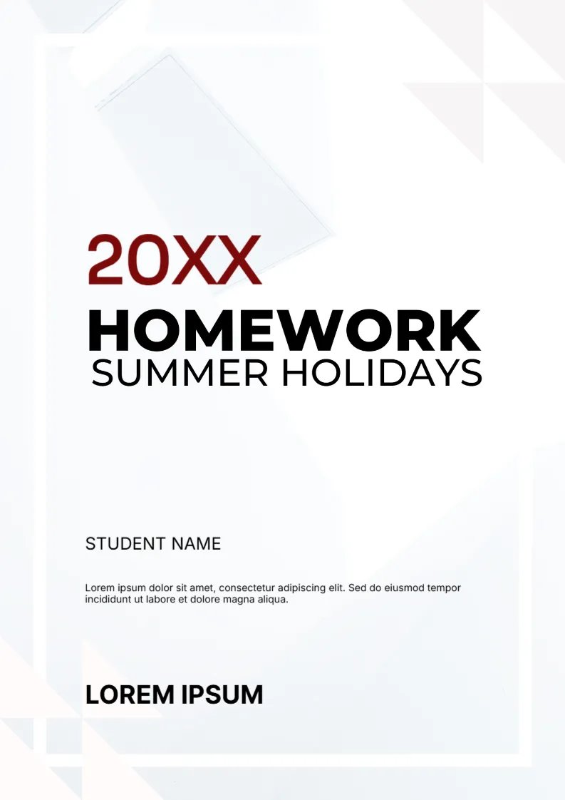 Summer Holidays Homework Cover Page -Editor