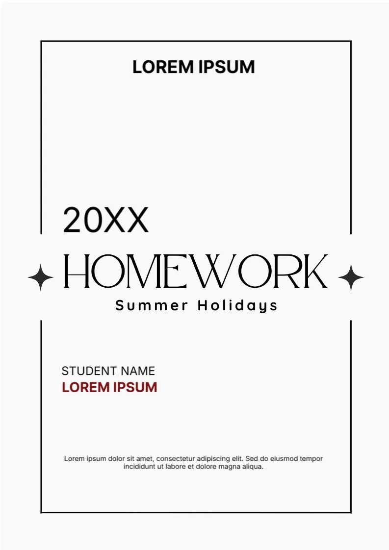Summer Holidays Homework Cover Page -Editor