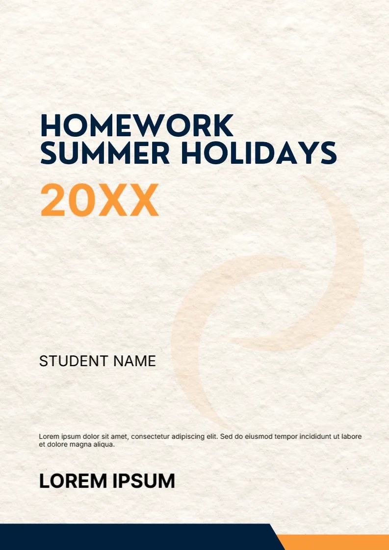 Summer Holidays Homework Cover Page -Editor